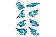 Open bird wings icons