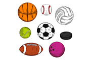 Sketched sporting balls