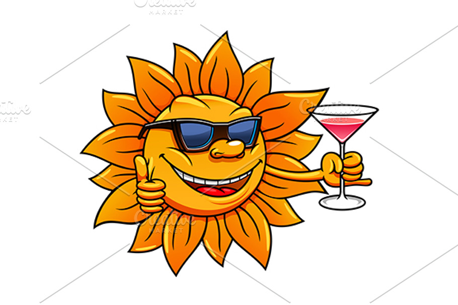 Sun with cocktail in Graphics - product preview 8