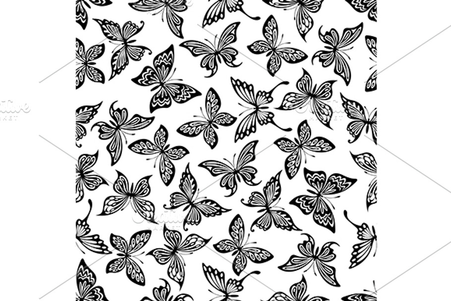 Butterflies seamless pattern in Graphics - product preview 8