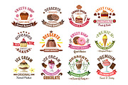 Chocolate cakes and cupcakes icons