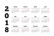 Calendar on 2018 year, a4 size