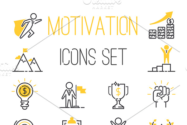 Motivations icons vector set