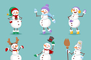 Cartoon snowman vector set