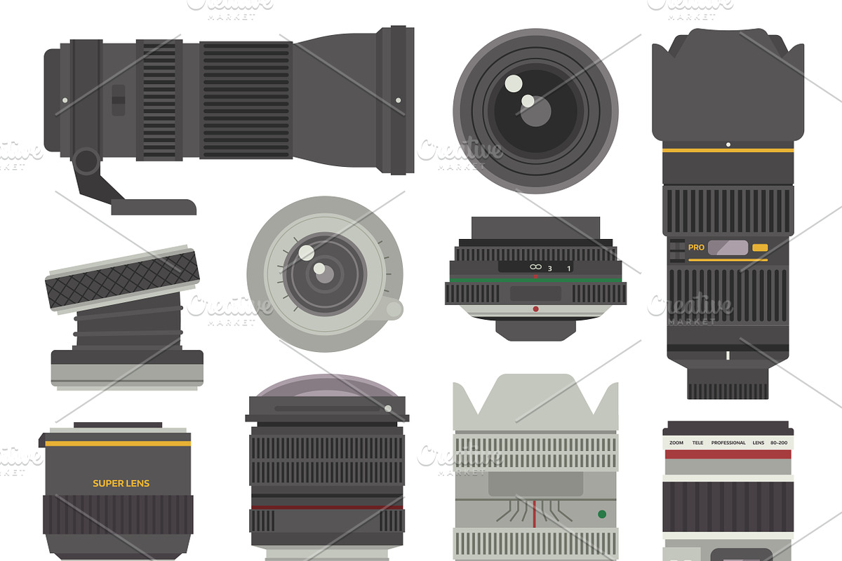 Photo optic lenses vector set in Illustrations - product preview 8