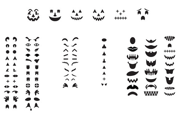 Jack-O-Lantern Pumpkin Faces Vectors in Graphics - product preview 1