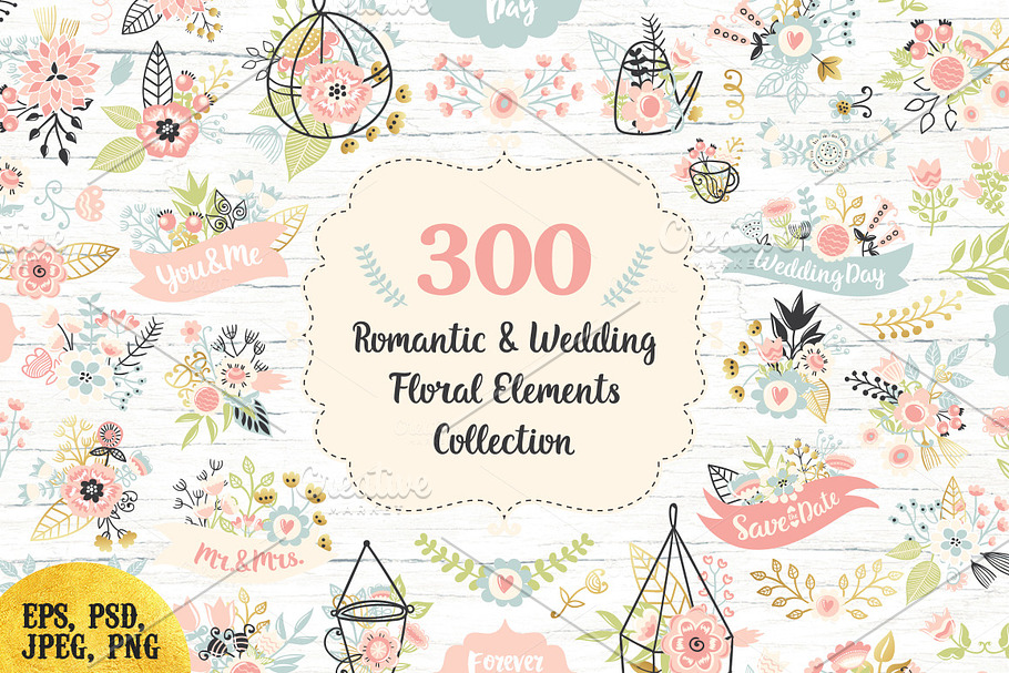 300 Wedding Floral Romantic Set in Objects - product preview 8