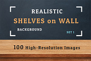 100 Realistic Shelves on Wall. Set 1