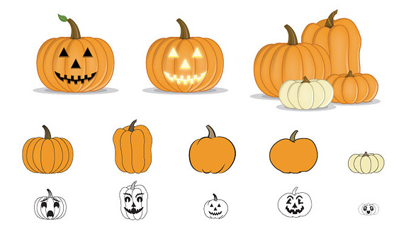 Jack-O-Lantern Pumpkin Faces Vectors in Graphics - product preview 2