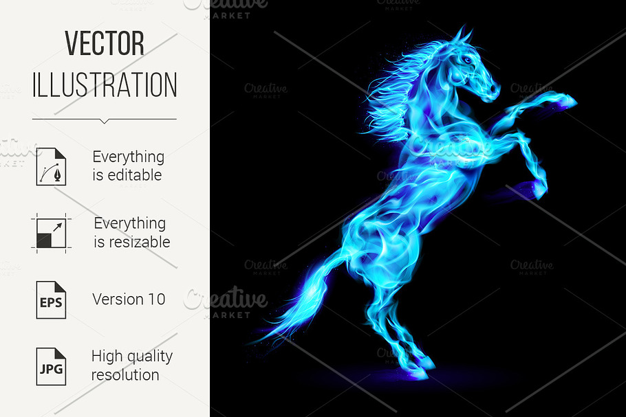 Fire horse rearing up. in Graphics - product preview 8