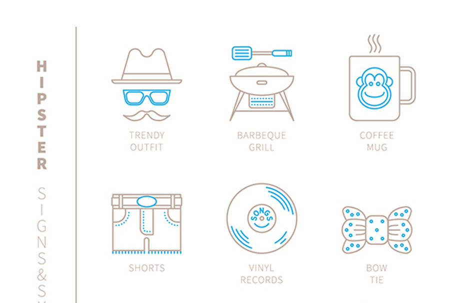 Hipster iconset mono line in Graphics - product preview 8