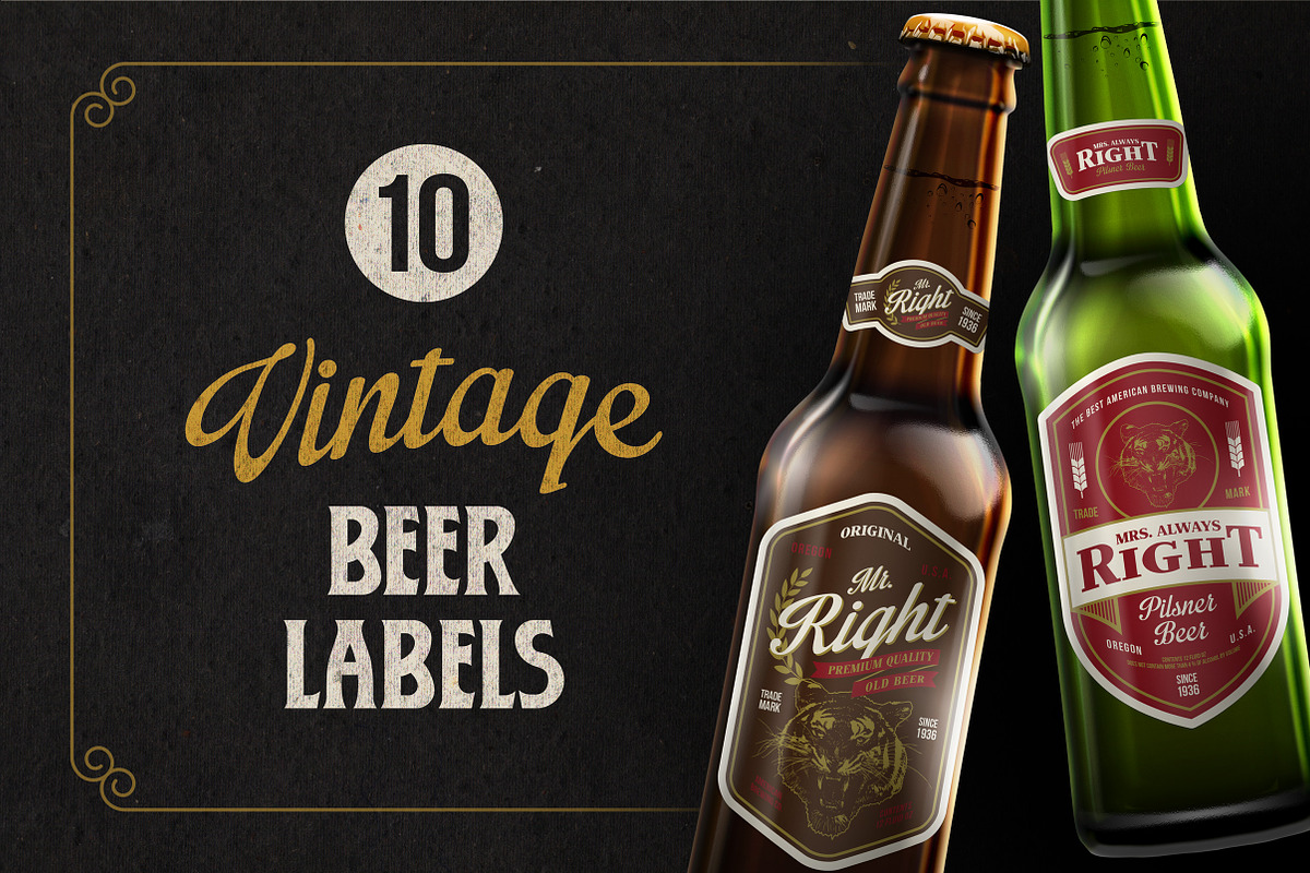 10 Vintage Beer Labels in Objects - product preview 8