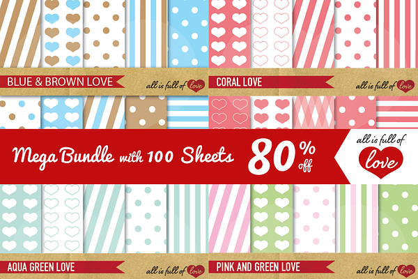 -80% Valentines Day Patterns Bundle 