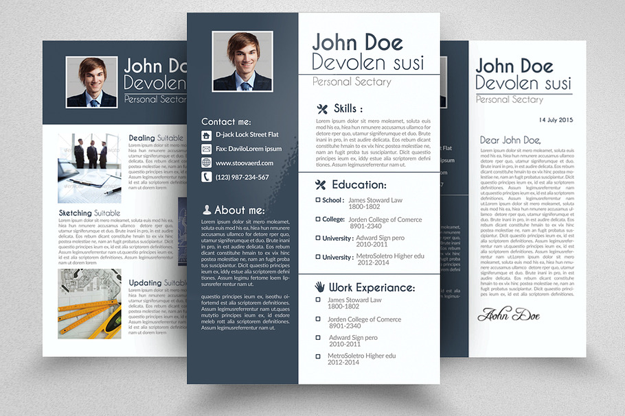 4 Page Resume Portfolio Cover Letter in Letter Templates - product preview 8