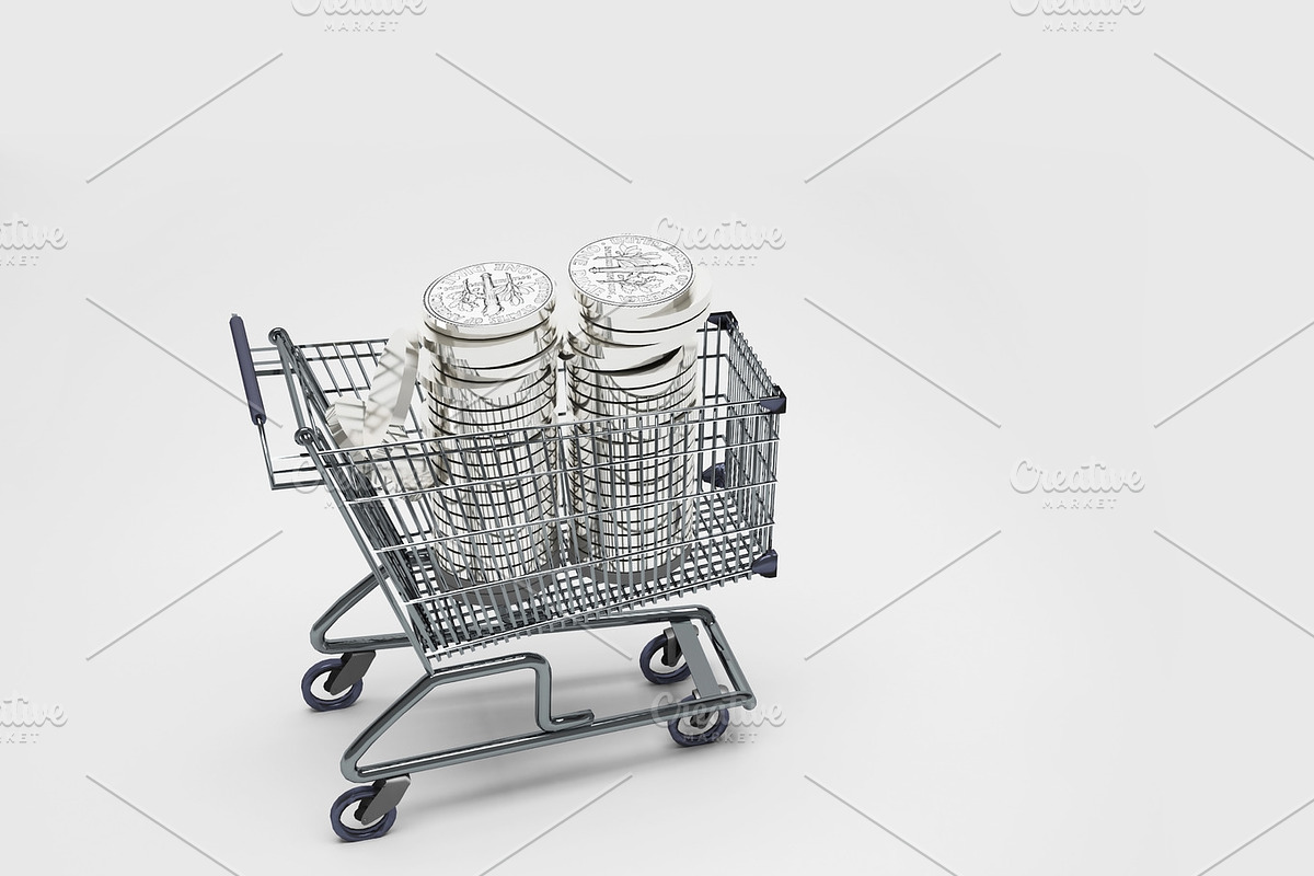 coin business in Shopping Cart in Illustrations - product preview 8