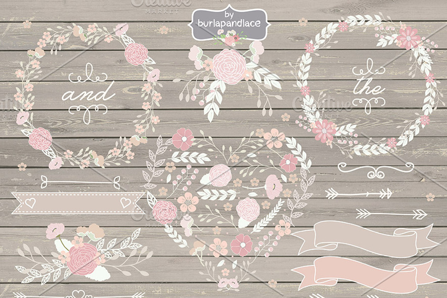 Rustic flowers wreath cliparts