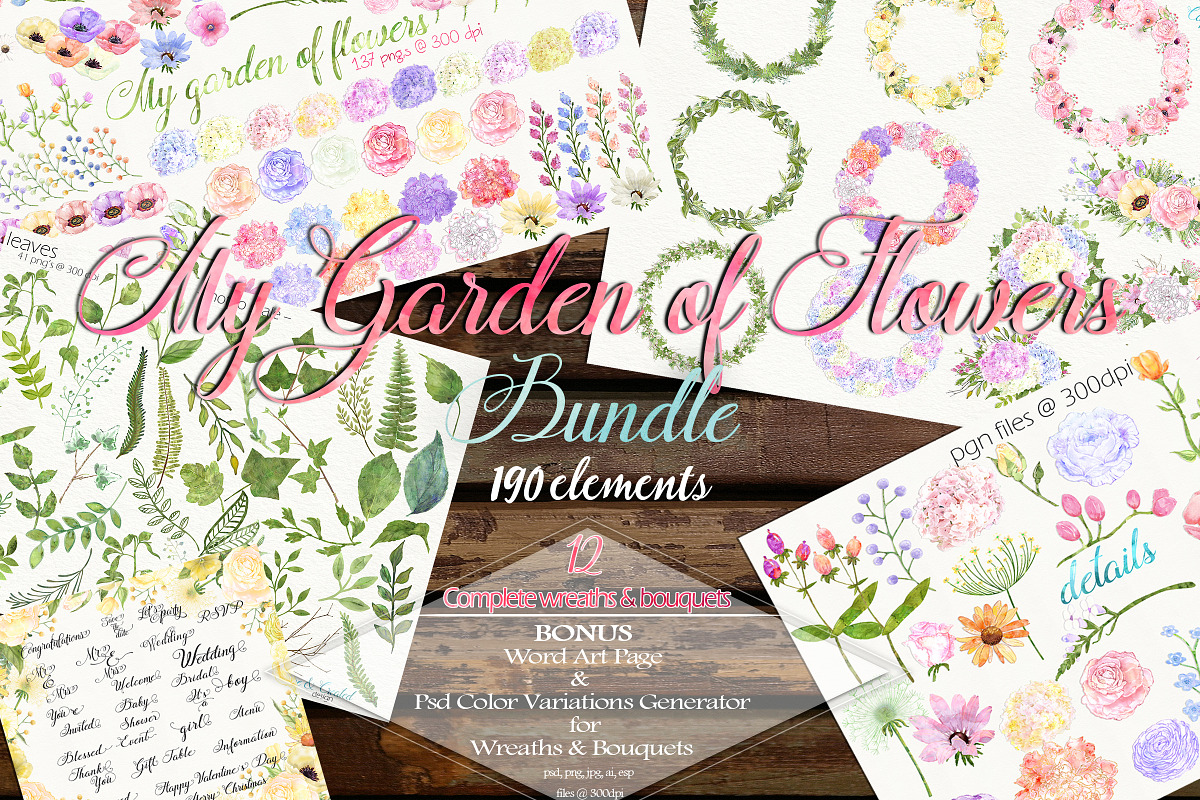 190 Floral & Leaves Bundle in Objects - product preview 8