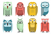 Cartoon owl vector set