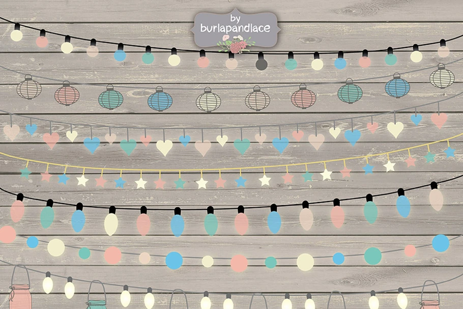 String Lights Clipart color in Illustrations - product preview 8