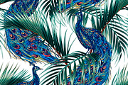 Peacock,palm leaves pattern