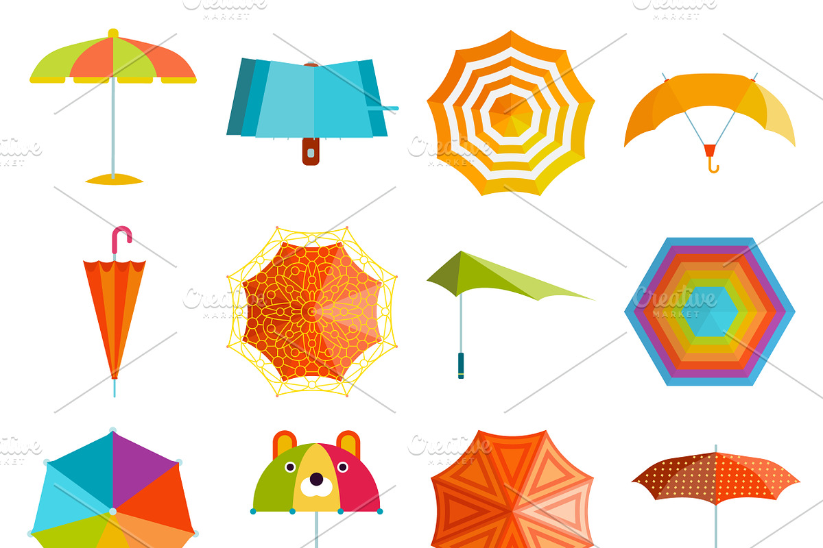 Umbrella vector set in Illustrations - product preview 8