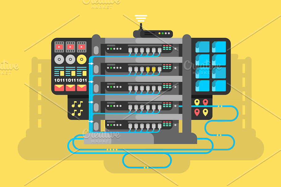Server design flat in Illustrations - product preview 8