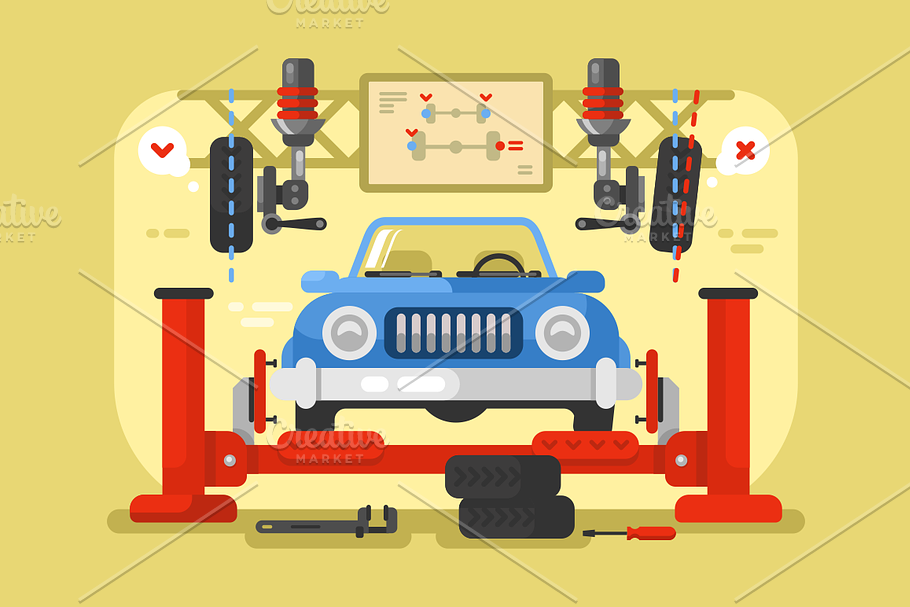 Suspension car design flat in Illustrations - product preview 8