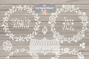 Rustic lace wreath wedding clipart
