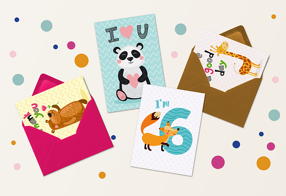 Cute kids set with animals in Illustrations - product preview 2