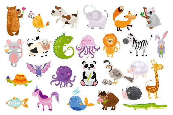 Cute kids set with animals in Illustrations - product preview 4