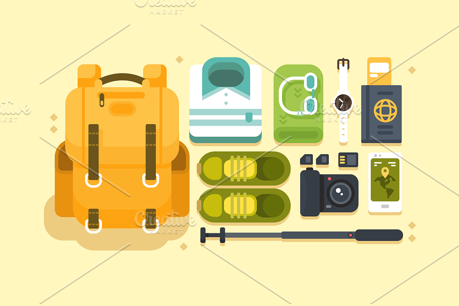 Travel or vacation accessories in Illustrations - product preview 8