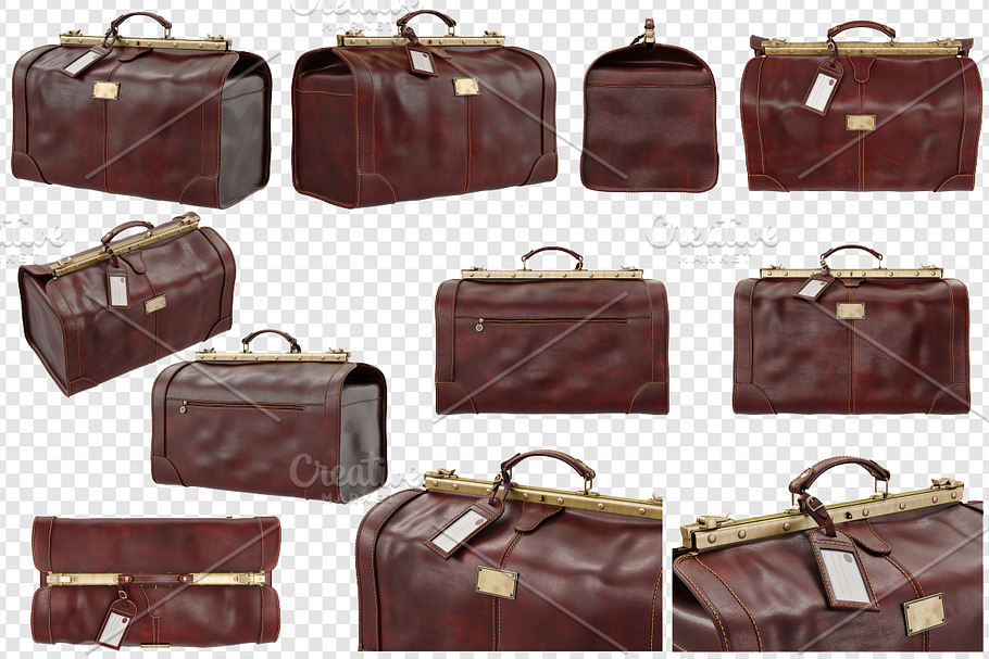 Travel bag leather, set in Objects - product preview 8