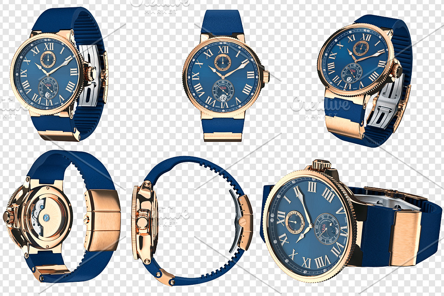 Wrist watch gold mechanical set in Objects - product preview 8