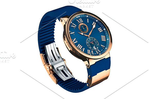 Wrist watch gold mechanical set in Objects - product preview 3