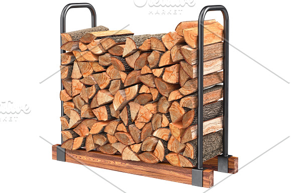 Firewood stack metal rack, set in Objects - product preview 1