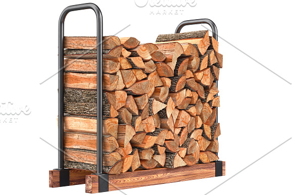 Firewood stack metal rack, set in Objects - product preview 2
