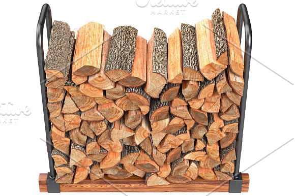 Firewood stack metal rack, set in Objects - product preview 3