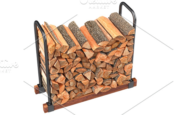 Firewood stack metal rack, set in Objects - product preview 4