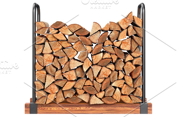 Firewood stack metal rack, set in Objects - product preview 5