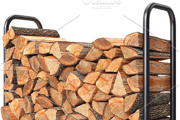Firewood stack metal rack, set in Objects - product preview 7