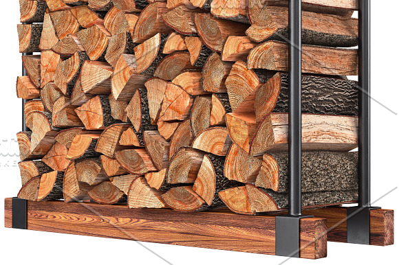 Firewood stack metal rack, set in Objects - product preview 8