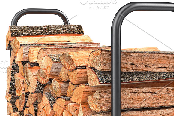 Firewood stack metal rack, set in Objects - product preview 9