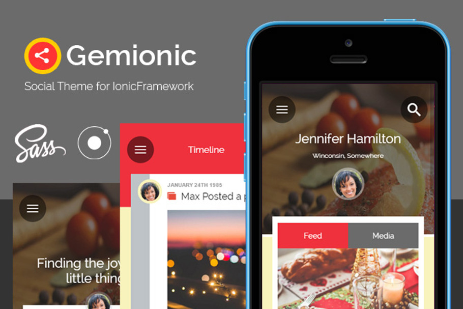Gemionic - Ionic Social app theme in HTML/CSS Themes - product preview 8