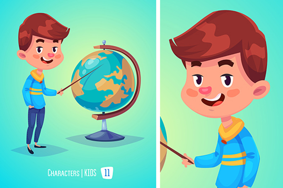 Cute boy with globe in Illustrations - product preview 8