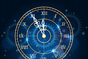 Happy new year blue clock background