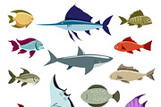 Colored fish vector icons