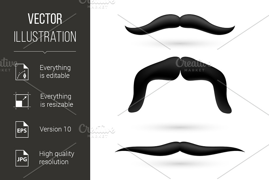 A set of three moustache in Graphics - product preview 8