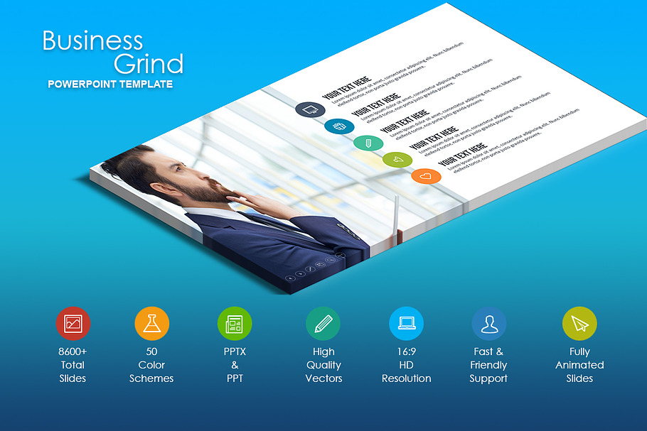 Business Grind Powerpoint Template in PowerPoint Templates - product preview 8