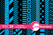 Blue & Black Digital Papers AMB-532