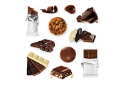 Chocolate bar, vector icon set